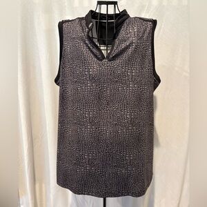Nancy Lopez Women's Sleeveless Black Patterned Top 2X